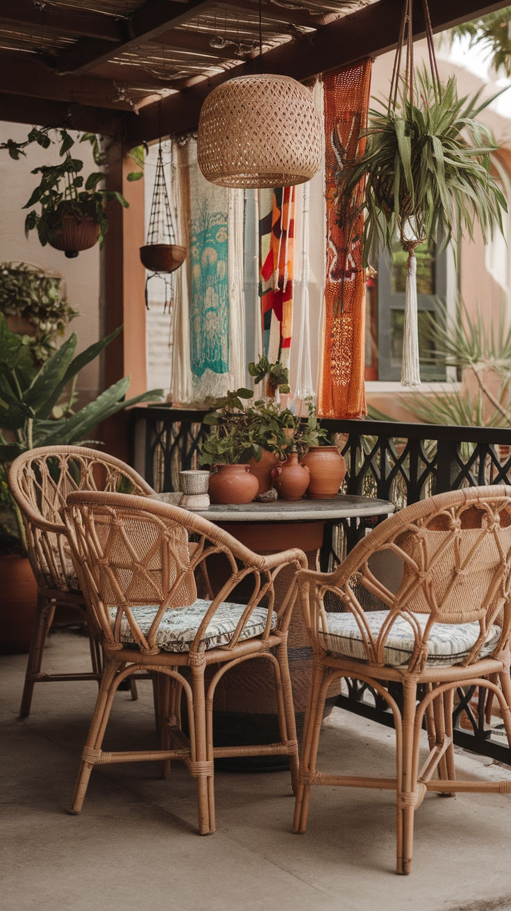 bohemian style dining area