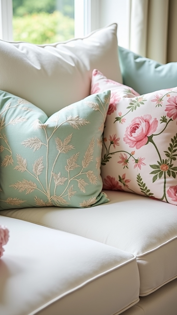 botanical print throw pillows