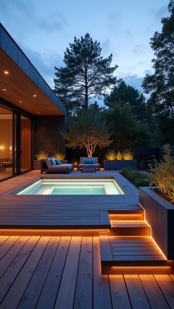 contemporary sunken hot tub