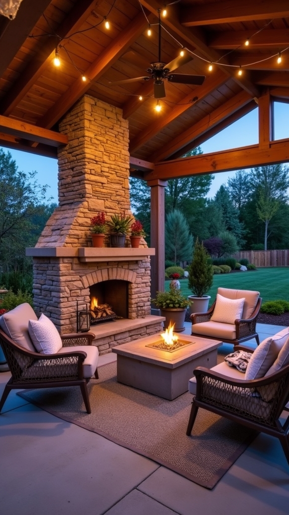 cozy outdoor fireplace designs