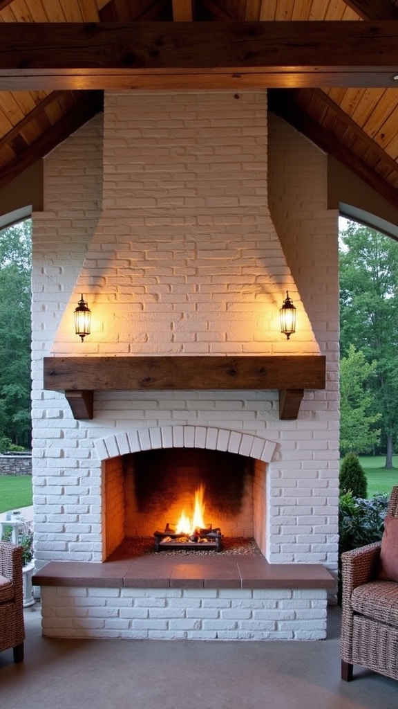 cozy rustic outdoor fireplace