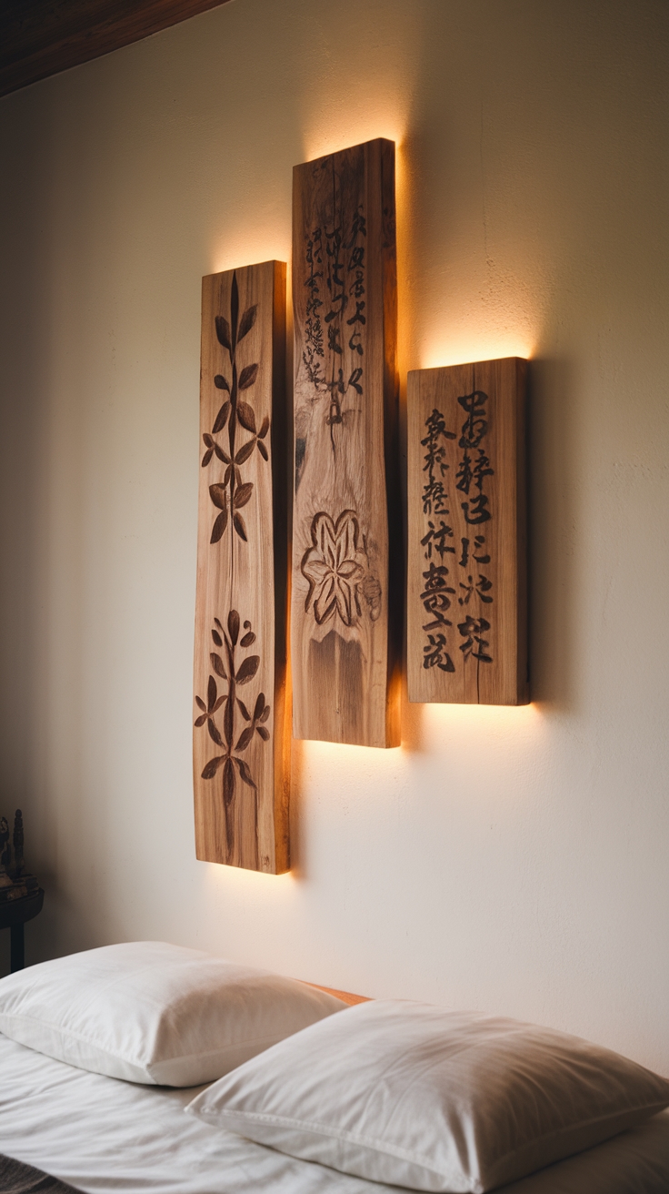 decorative wooden kanji signs