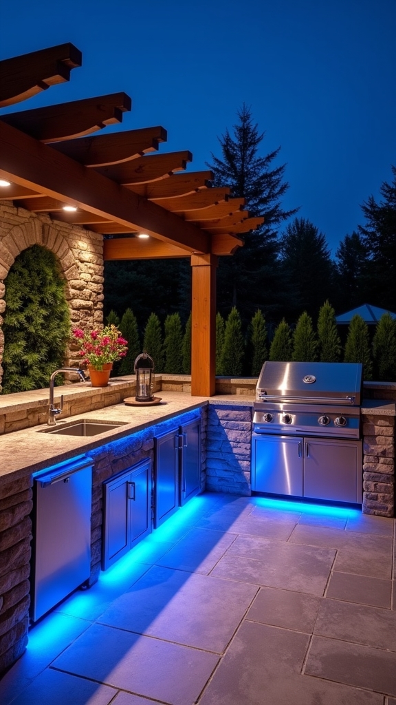 illuminated smart outdoor kitchen