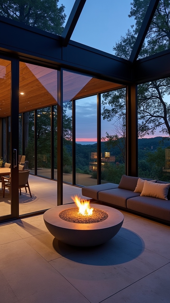 modern glass fire lounge