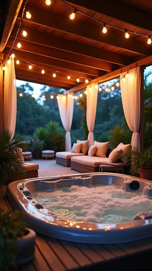 relaxing outdoor hot tub