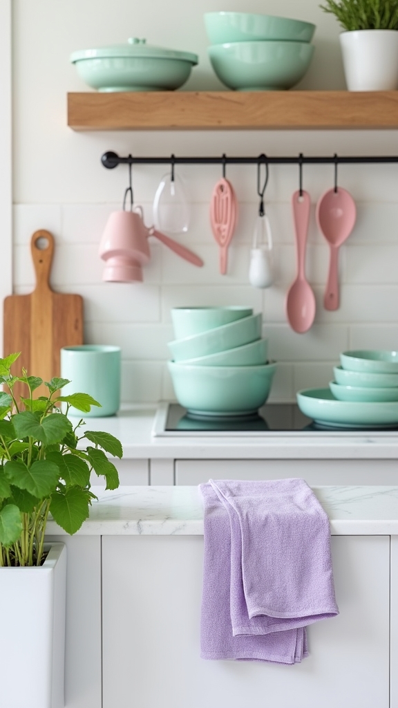 soft colored kitchen items