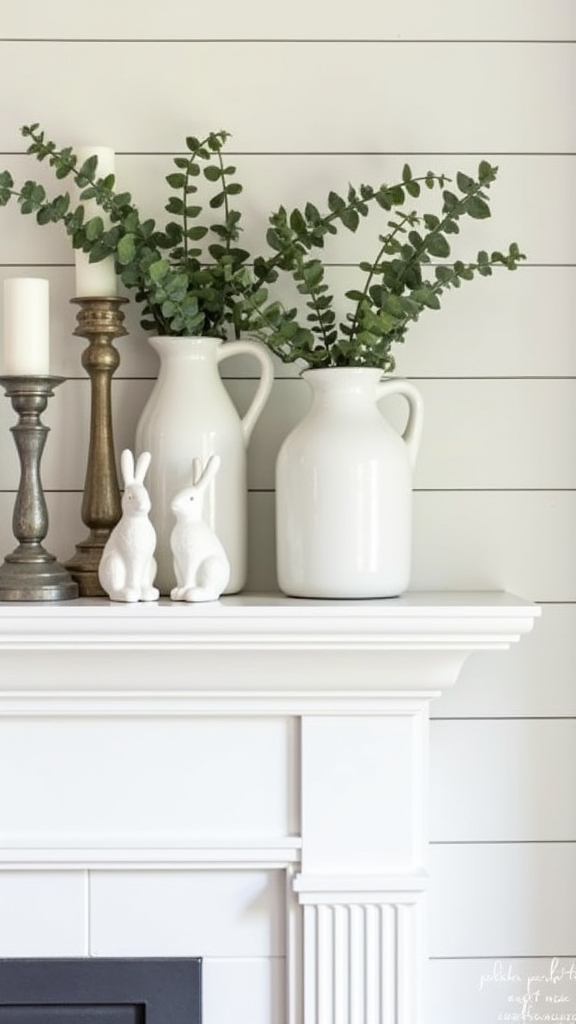 spring farmhouse mantle decor