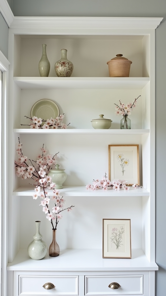 spring open shelving decor