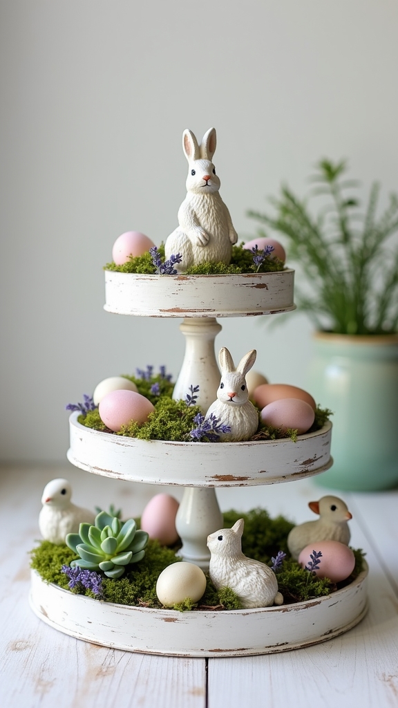 spring tiered tray decor