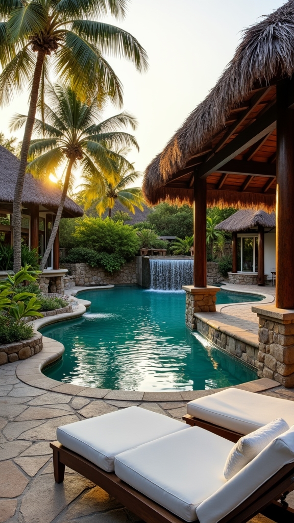 tropical cabana with lagoon