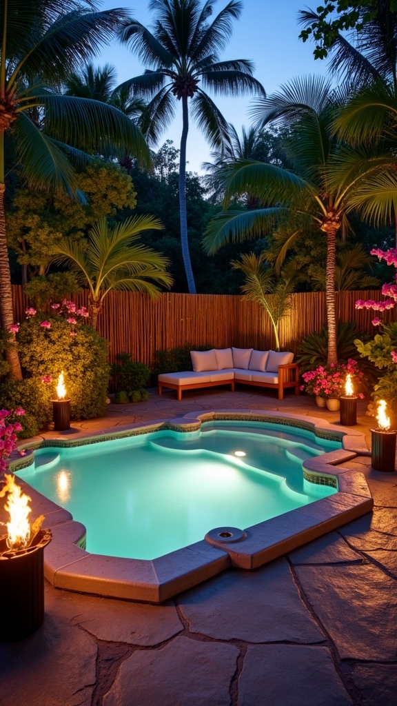 tropical hot tub oasis