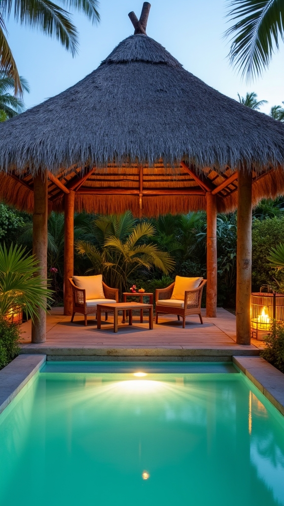 tropical poolside relaxation oasis