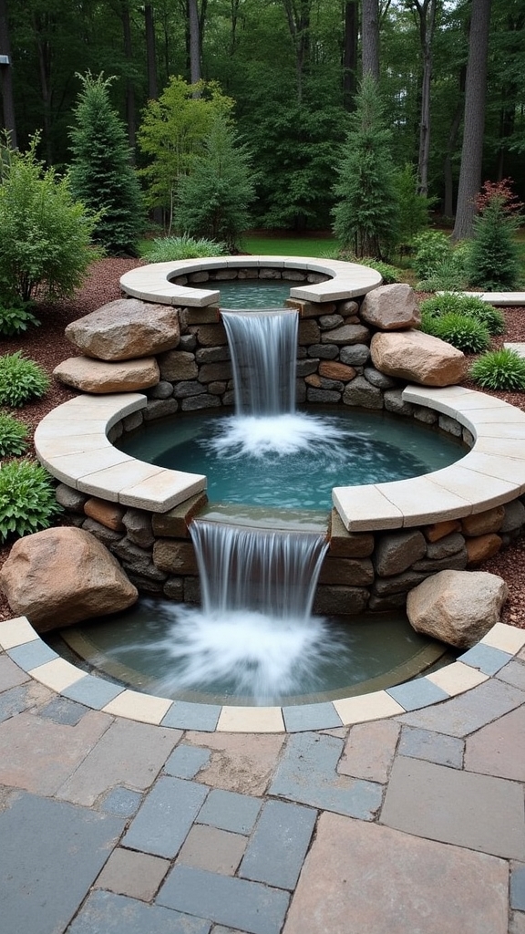 waterfall stone hot tub