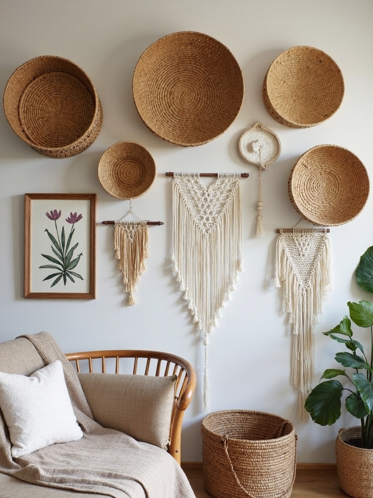 baskets and artwork display