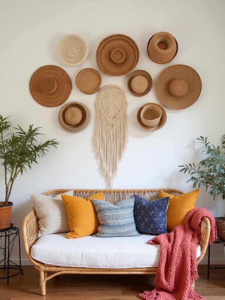 boho basket wall decor