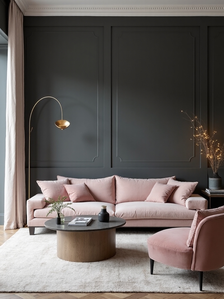 bold charcoal and blush