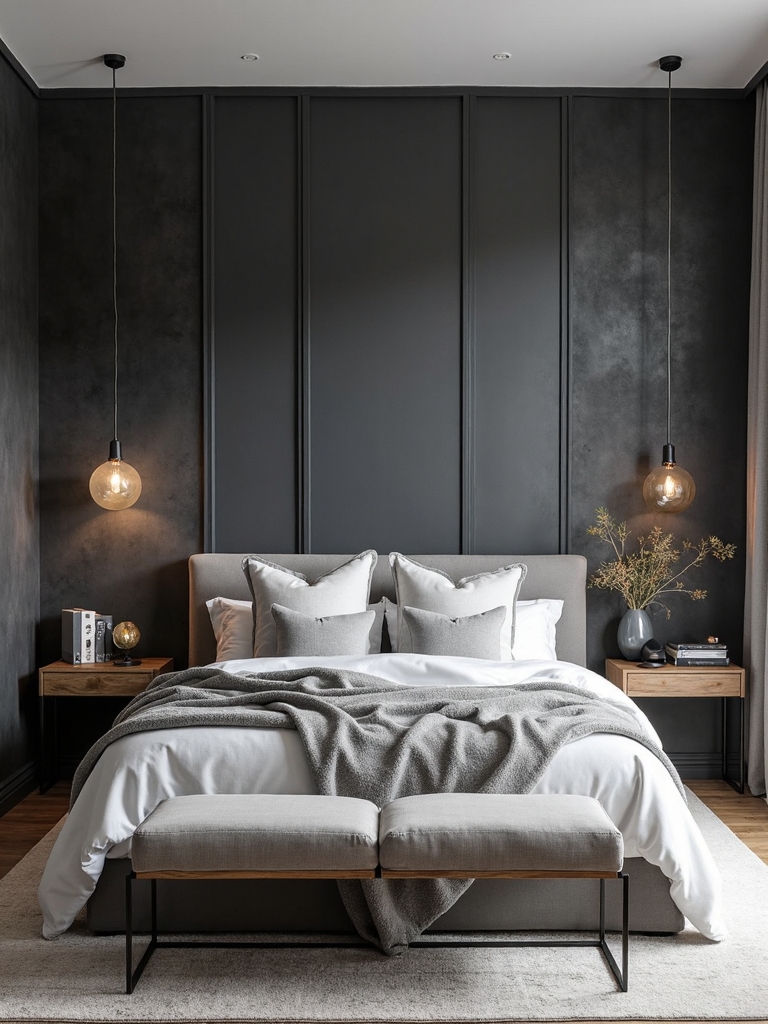 bold grey feature wall