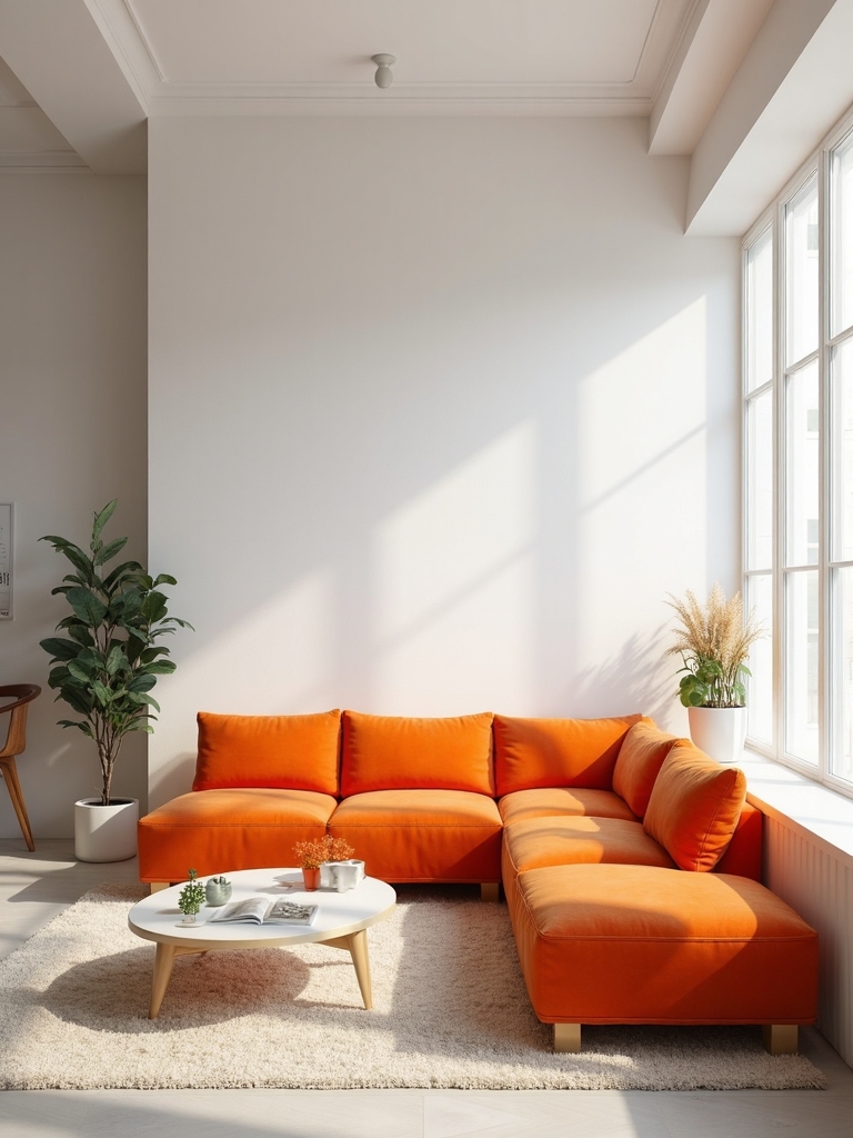 bold orange minimalist couch