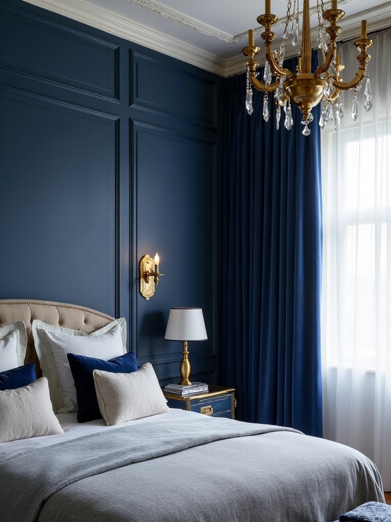 brass decor against blue