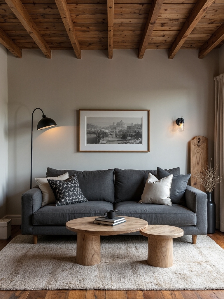 cozy neutral wood accents