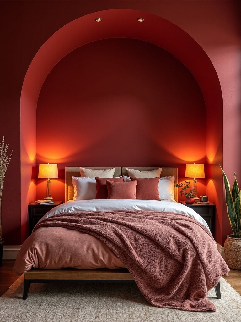 cozy red bed alcoves