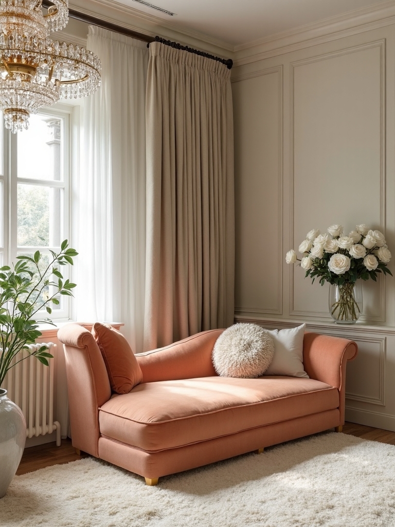 elegant apricot chaise lounges