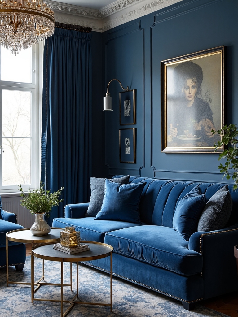 elegant blue velvet accents