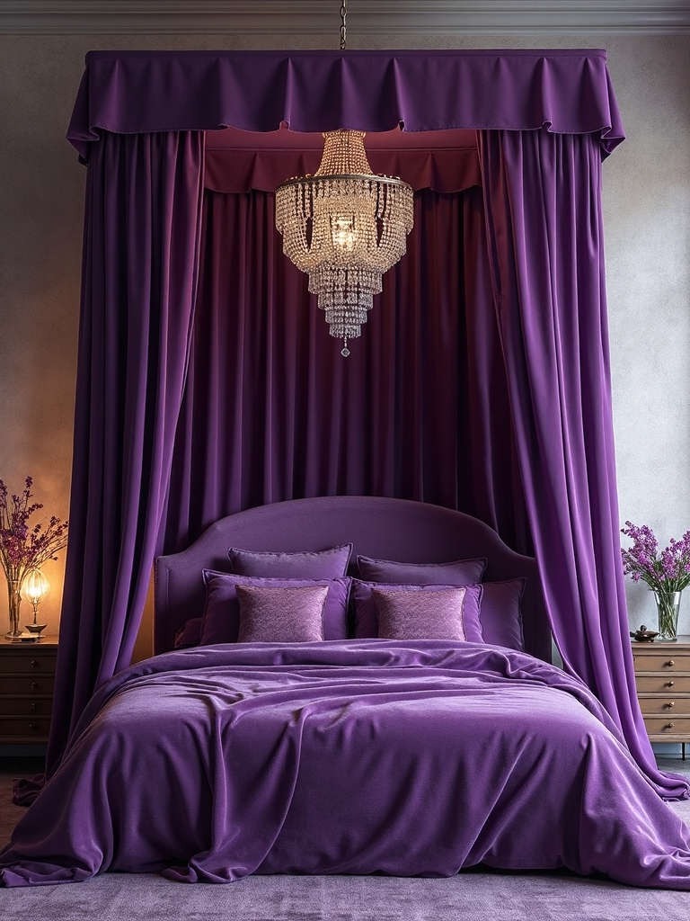 lavish purple bed canopies