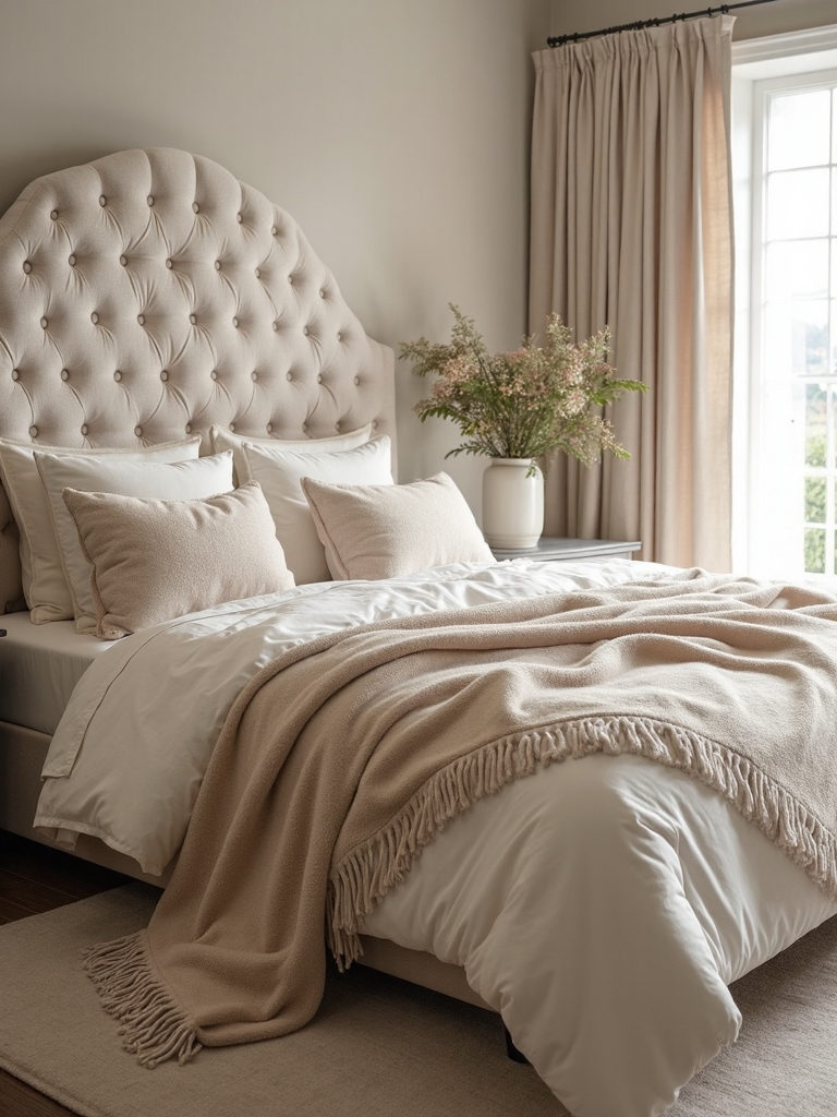 luxurious cream plush bedding