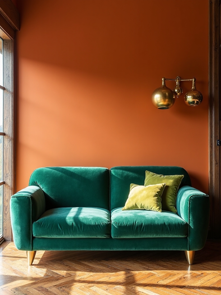 luxurious orange emerald tones