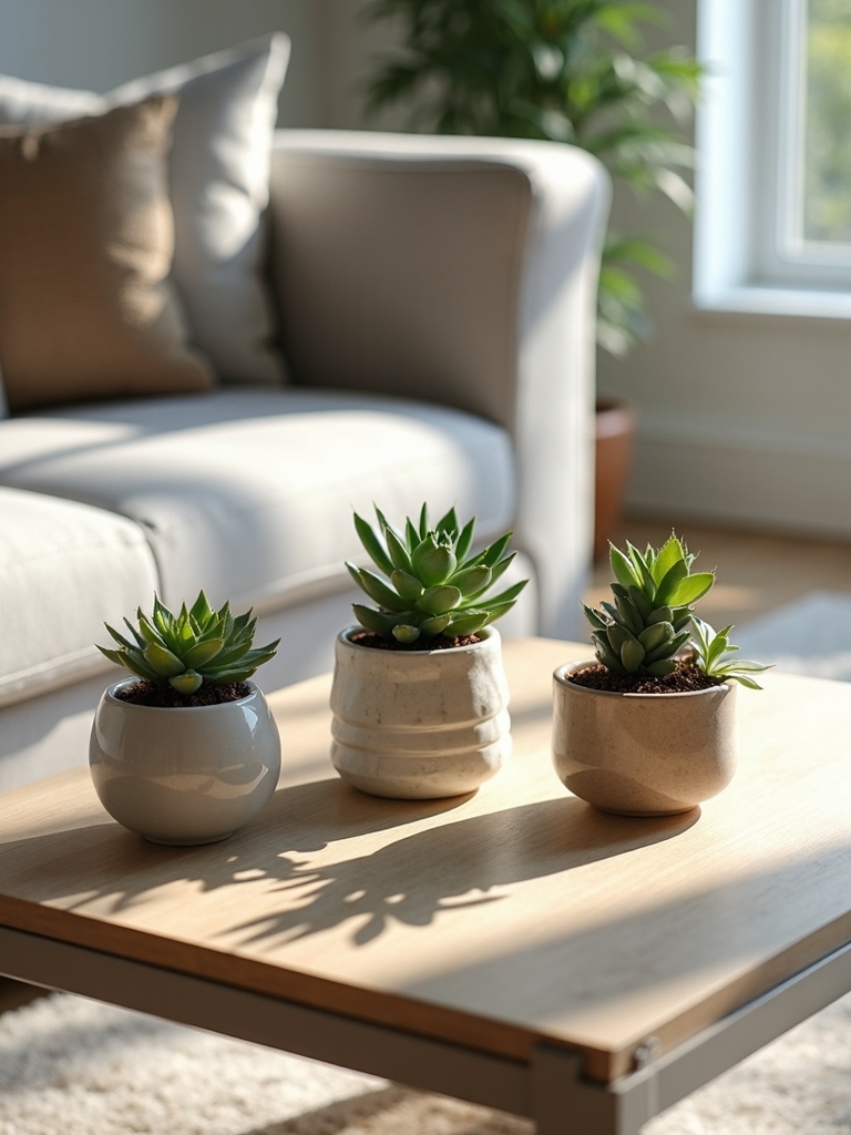 miniature succulents coffee table