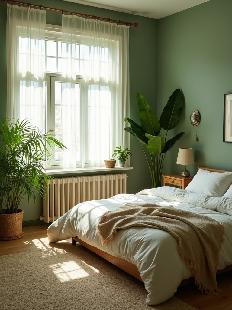 natural green bedroom decor