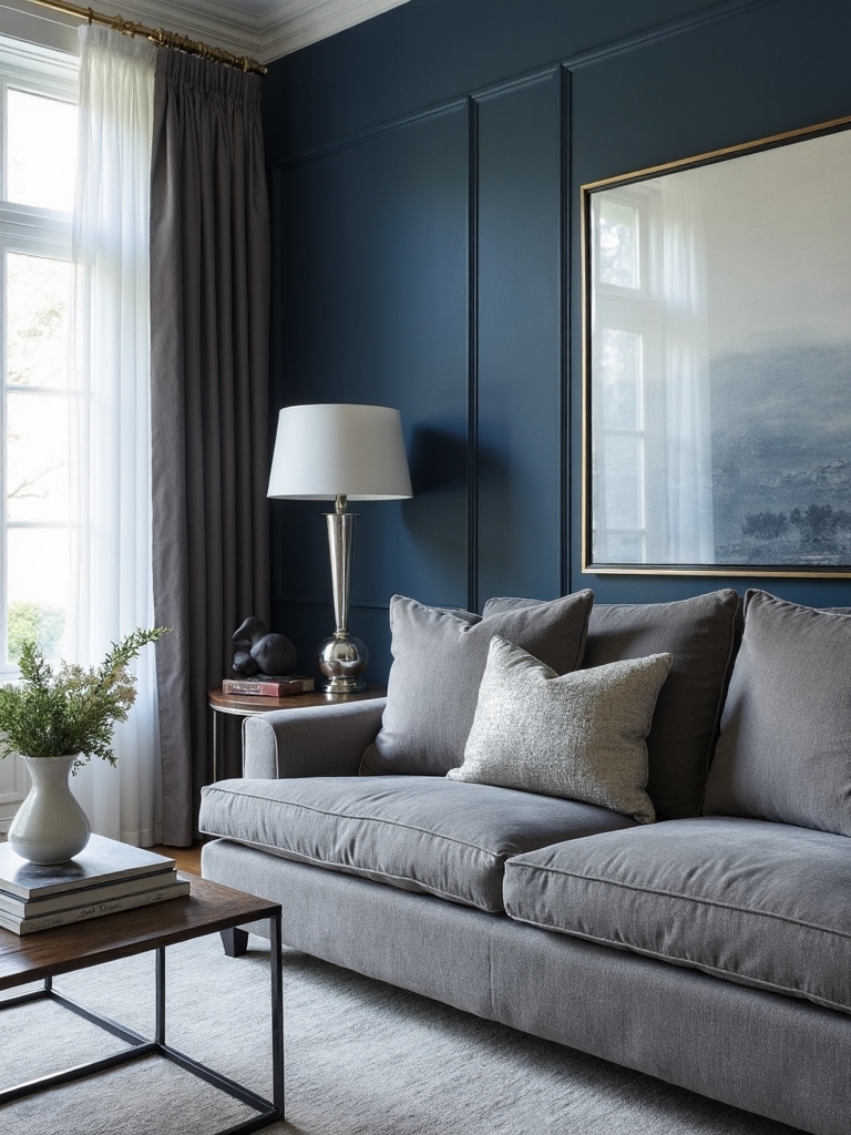 navy blue accent walls