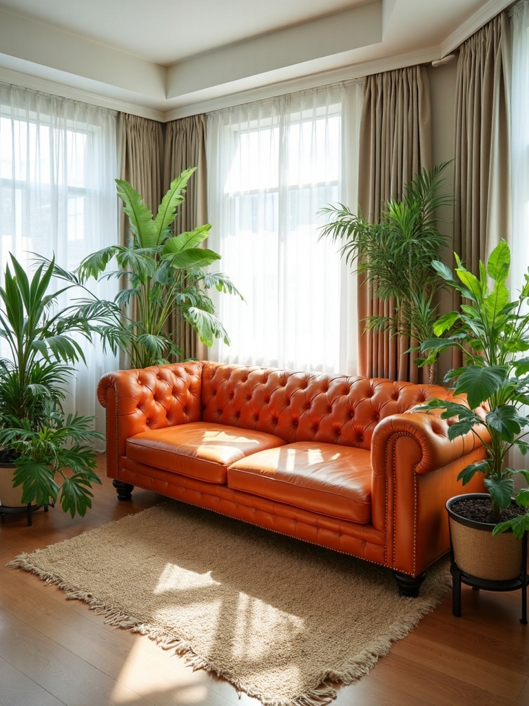 orange chesterfield green plants