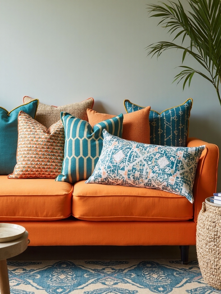 patterned decor with orange