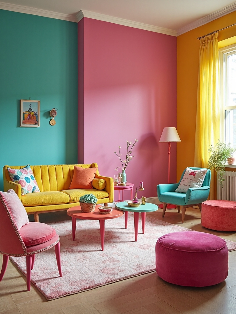 playful wall color blocking