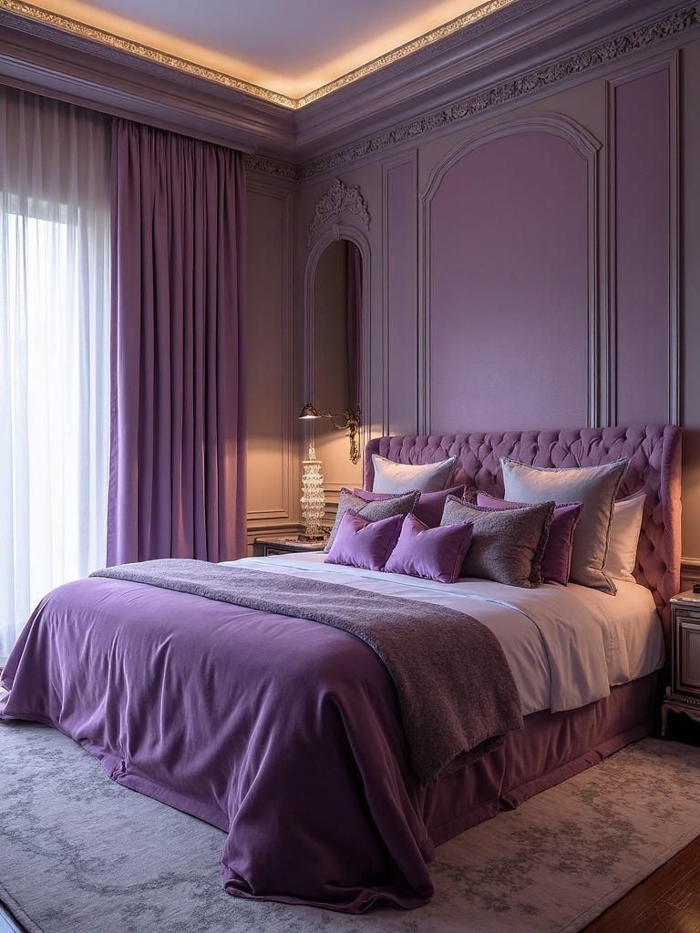 purple luxury bedroom designs