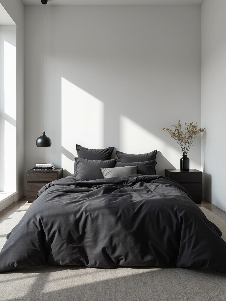 sleek monochrome bedding harmony