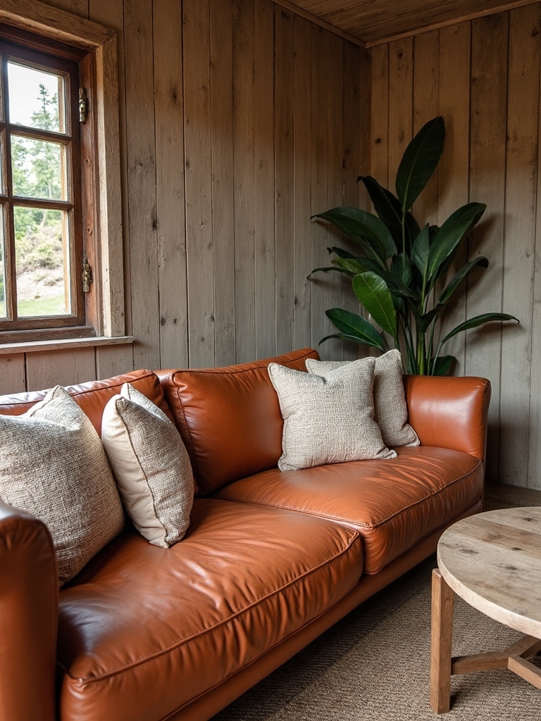 terracotta leather sofa elegance