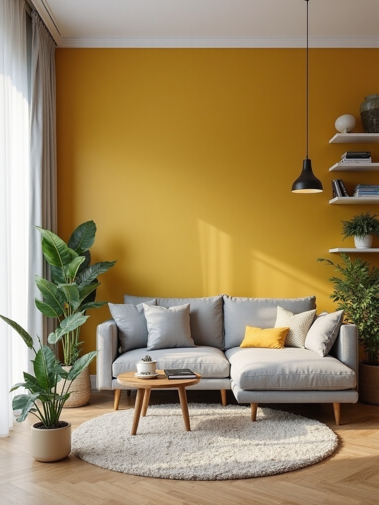 vibrant yellow accent wall