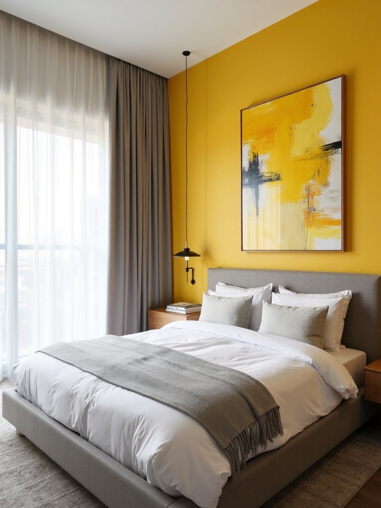 vibrant yellow wall art