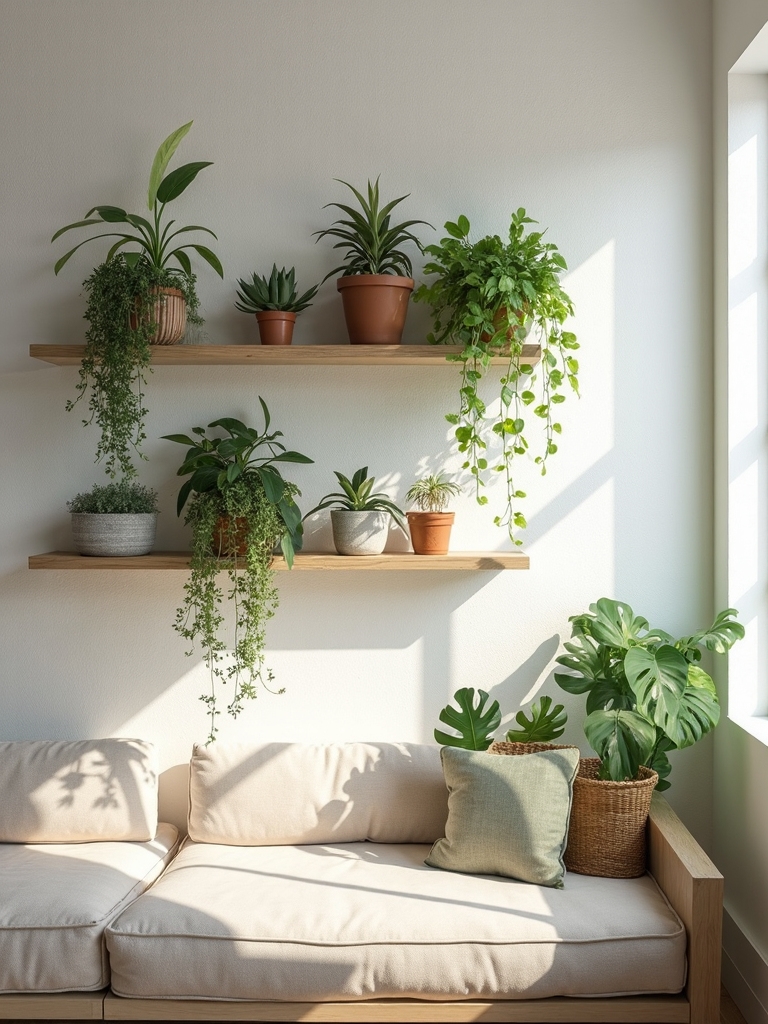 wall mounted floating plant shelves