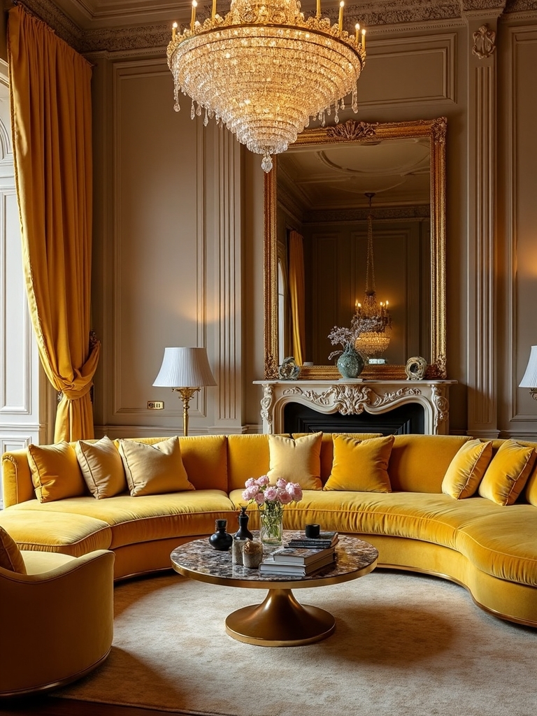 yellow velvet luxury furnishings