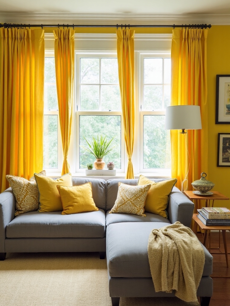 yellow walls matching curtains